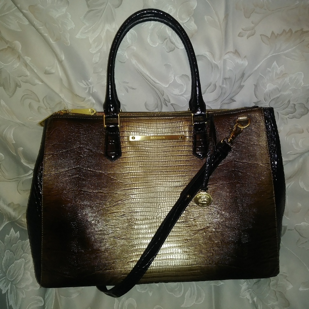 Brahmin L Lincoln Sable Crossbody Satchel HTF&RARE